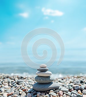 Heap of stones like zen near sea