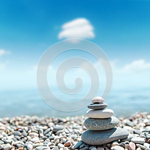 Heap of stones like zen near sea