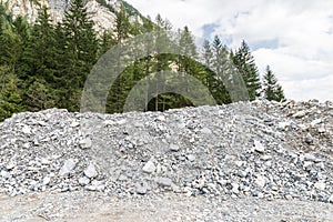 Heap of Stones of a mudflow in the alps, Austria