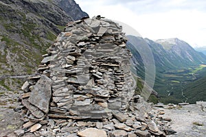 The heap of stones is a sign of conquest the mountain.