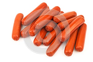 Heap of tasty sausages, bangers, frankfurters, wieners