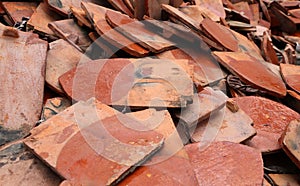 Heap of Thai hardened clay of roof.