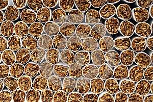 Heap of Tobacco Cigarettes, stack as a background texture, close