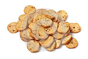 Heap of traditional Krichlate spicy miniature shortbread cookies on white background