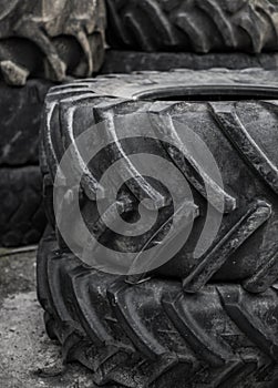 Heap of used tyre