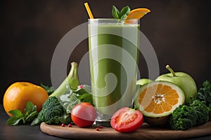 Heap of various fruit and vegetables drink