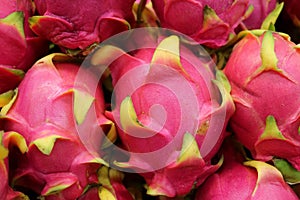 Heap of Vibrant Pink Dragon Fruit or Pithaya, Pitihaya in Spanish Name