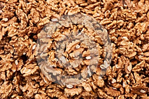 Heap of walnut kernel