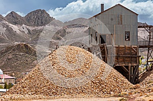 Heap of waste or stripping rock at Historic Mining Park, Tonopah, NV, USA