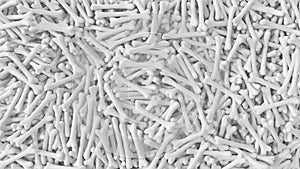 Heap of white bones. Scary horror background. 3D rendered image.