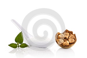 Heap of white crystallized sugar