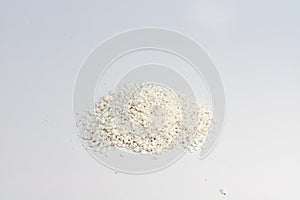 Heap of white perlite on white background