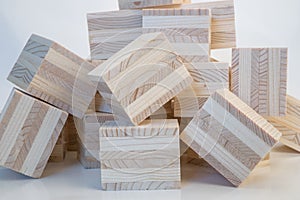 Heap of wooden cubes