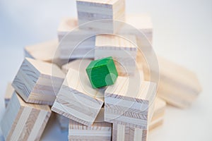 Heap of wooden cubes