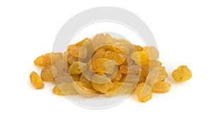 Heap of Yellow Sultanas Raisins on White Background