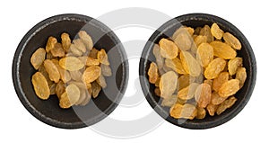 Heap of Yellow Sultanas Raisins on White Background