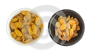 Heap of Yellow Sultanas Raisins on White Background