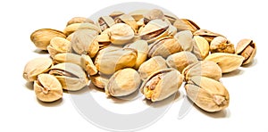 Heap of yummy pistachios closeup photo