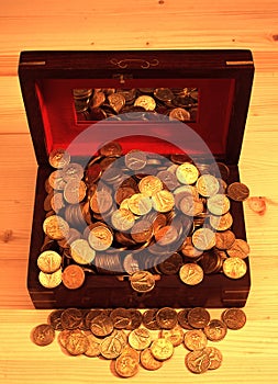 Heaped of gold coins photo