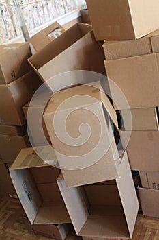 Heaping pile of cardboard boxes