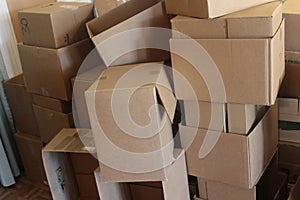 Heaping pile of cardboard boxes