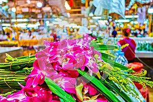 The heaps of aroma orchids in Pak Khlong Talat Flower Market in Bangkok, Thailand