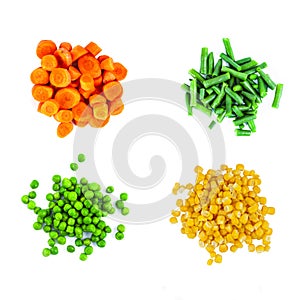 Heaps of different cut vegetables