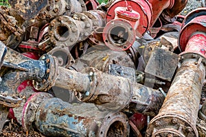 Heaps of garbage and waste after construction work on underground gas and water pipelines.