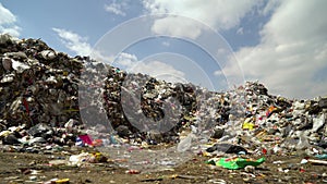 Heaps of mixed garbage. city dump. 4K