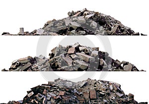 Heaps of rubble and debris isolated on white 3d illustration photo