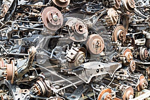 Heaps of used old auto disk and drum brake parts