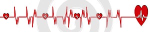 Hear beat red line. isolated illustration. Abstract wave. Pulse red vector trace. EKG cardio line red symbol. Medical and Healthy