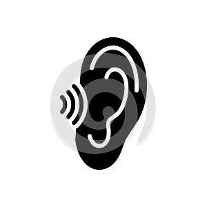 Black solid icon for Hear, hark and listen