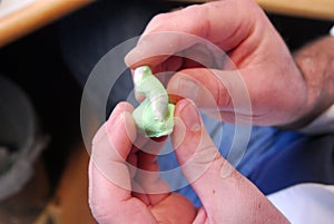 Hearing aid acoustician with ear canal impression photo