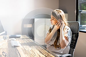 Hearing Aid And Audiology. Woman photo