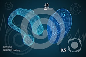 Hearing aid and the human ear during hearing tests