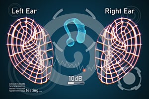 Hearing aid and the human ears during hearing tests