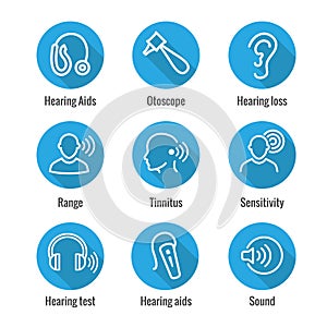 Hearing Aid or loss with Sound Wave Images Set