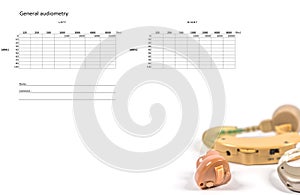 Hearing Aids, and audiograms list for testing