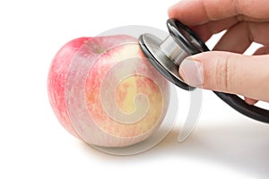 Hearing an apple with stethoscope