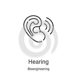 hearing icon vector from bioengineering collection. Thin line hearing outline icon vector illustration. Linear symbol for use on