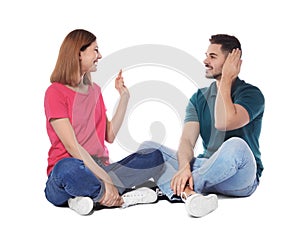 Hearing impaired friends using sign language for communication