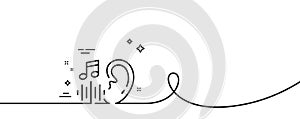 Hearing line icon. Audio message sign. Continuous line with curl. Vector