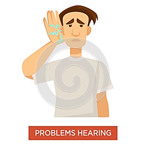 Hearing problem deaf man ear dysfunction treatment