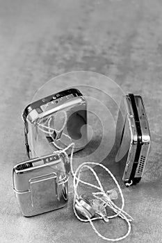 Hearing problems-Auditory prosthesis collector on whitgrey