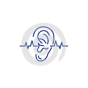Hearing test line icon concept. Hearing test flat  vector symbol, sign, outline illustration.