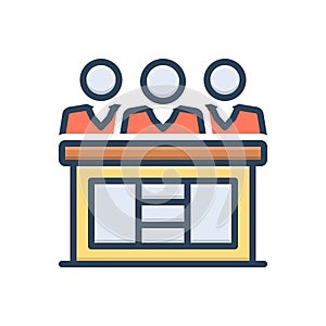 Color illustration icon for Hearings, audition and proceedings