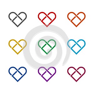 Heart abstract logo icon isolated on white background. Set icons colorful