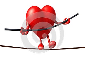 Heart acrobat who walks on a wire