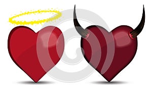 Heart angel and devil